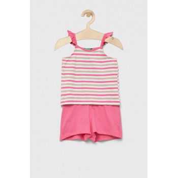 United Colors of Benetton set de bumbac pentru copii culoarea roz ieftin