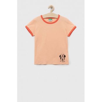 United Colors of Benetton tricou de bumbac pentru copii culoarea portocaliu