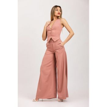 Pantaloni cu croiala ampla si talie inalta
