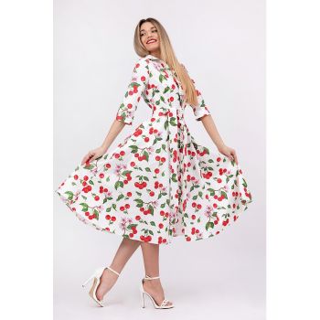 Rochie-camasa evazata cu cordon in talie