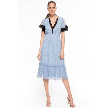 Rochie midi evazata de matase de firma originala