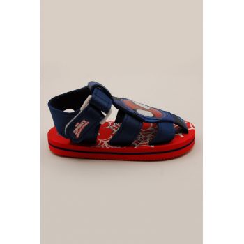 Sandale de piele ecologica cu aplicatii cu Spiderman