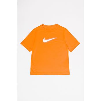 Tricou cu imprimeu logo si decolteu la baza gatului