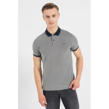 Tricou polo din material pique cu detaliu logo ieftin