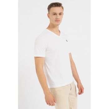 Tricou regular fit cu decolteu in V