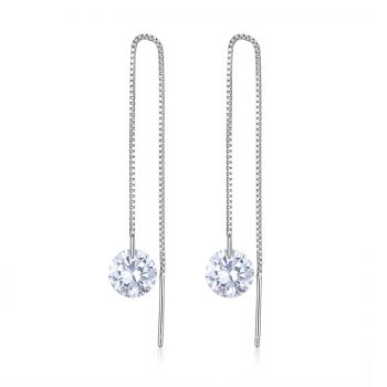 Cercei din argint White Crystal Long Chain