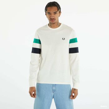 FRED PERRY Panelled Sleeve LS T-shirt Ecru