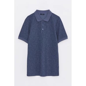 Tricou polo cu model si fenta cu nasturi