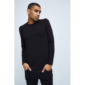Medicine longsleeve barbati, culoarea negru, neted