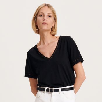 Reserved - Ladies` t-shirt - Negru