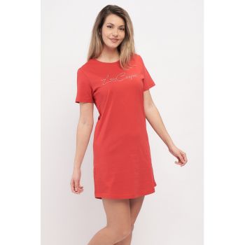 Rochie cu maneci scurte si imprimeu logo