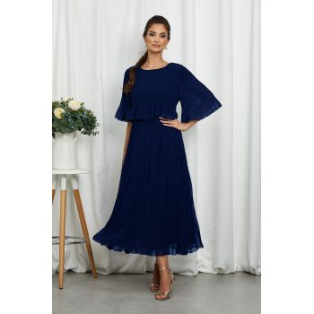 Rochie eleganta din voal plisat Valentina Bleumarin