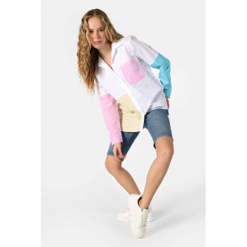 Camasa cu maneci lungi si model colorblock
