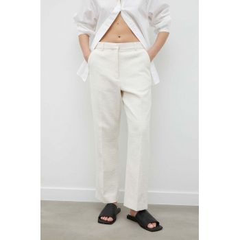 Day Birger et Mikkelsen pantaloni femei, culoarea bej, drept, high waist