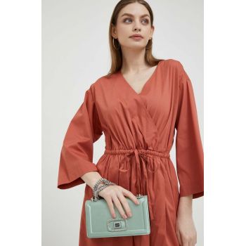 Dkny rochie culoarea portocaliu, midi, evazati ieftina