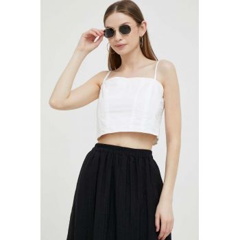 Dkny top din bumbac culoarea alb