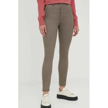 G-Star Raw pantaloni femei, culoarea maro, mulata, high waist