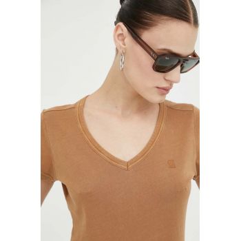 G-Star Raw tricou din bumbac femei, culoarea maro