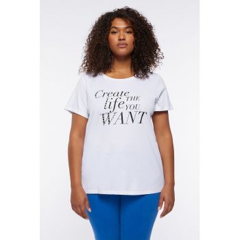 Tricou din bumbac cu imprimeu text