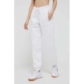 adidas pantaloni de trening culoarea alb, neted de firma original