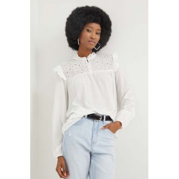 Answear Lab bluza femei, culoarea alb, neted