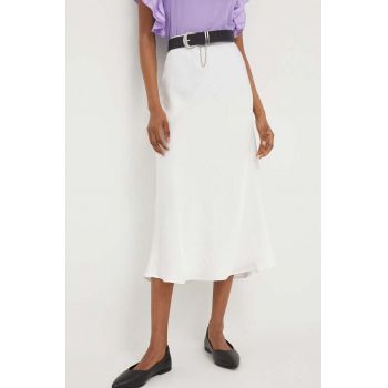 Answear Lab fusta culoarea alb, midi, evazati