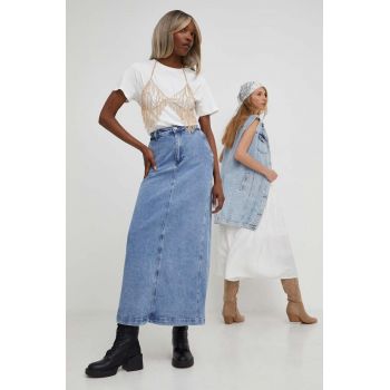 Answear Lab fusta jeans midi, drept