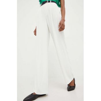 Answear Lab pantaloni femei, culoarea alb, drept, high waist