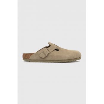 Birkenstock papuci din piele Boston femei, culoarea verde, 1025844