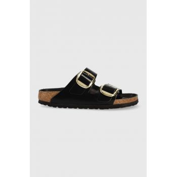 Birkenstock șlapi de piele Arizona Big Buckle femei, culoarea negru  1021476