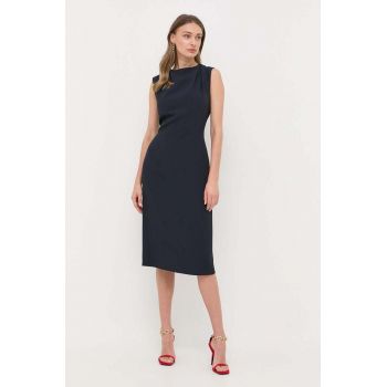 BOSS rochie culoarea albastru marin, midi, evazati