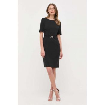 BOSS rochie din lana culoarea negru, mini, mulata