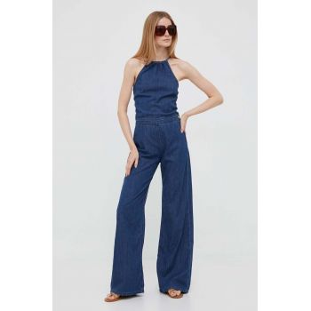 Pepe Jeans salopeta jeans culoarea albastru marin, cu decolteu rotund