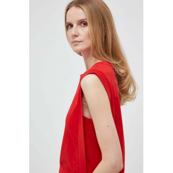 United Colors of Benetton top din bumbac culoarea rosu