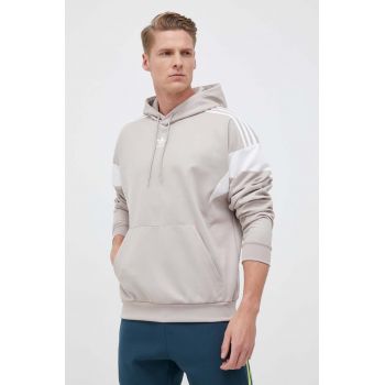 adidas Originals bluza barbati, culoarea bej, cu glugă, modelator