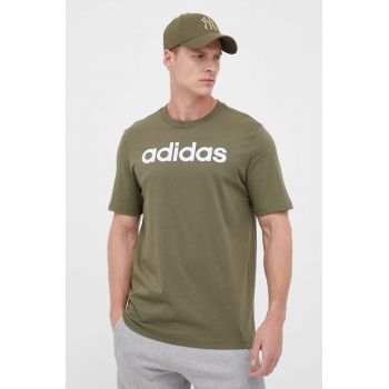 adidas tricou din bumbac culoarea verde, cu imprimeu de firma original