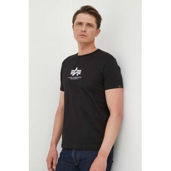 Alpha Industries tricou din bumbac culoarea negru, cu imprimeu