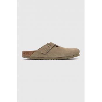 Birkenstock papuci din piele Boston barbati, culoarea bej, 1019108