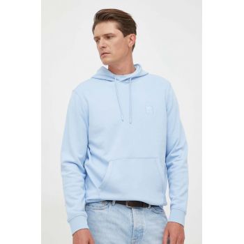BOSS hanorac de bumbac BOSS CASUAL barbati, cu glugă, neted