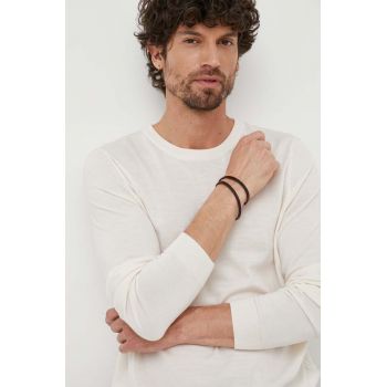 BOSS pulover de lana barbati, culoarea alb, light
