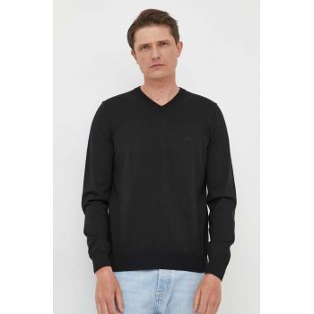 BOSS pulover de lana barbati, culoarea negru, light ieftin