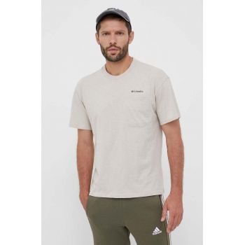 Columbia tricou din bumbac culoarea bej, neted
