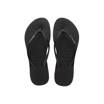 Havaianas slapi SLIM SPARKLE II femei, culoarea negru, cu toc plat, 4146093.0090 ieftini