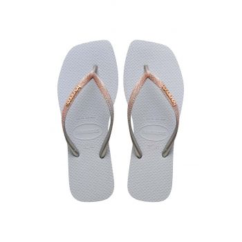 Havaianas slapi SQUARE GLITTER femei, culoarea gri, cu toc plat, 4148102.3498 de firma originali