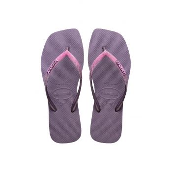 Havaianas slapi SQUARE GLITTER femei, culoarea violet, cu toc plat, 4148102.1780