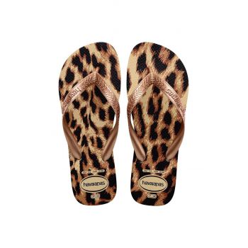 Havaianas slapi TOP ANIMALS femei, culoarea bej, cu toc plat, 4132920.8625 ieftini