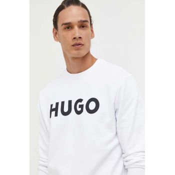 HUGO hanorac de bumbac barbati, culoarea negru, cu imprimeu