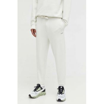 HUGO pantaloni de trening din bumbac culoarea verde, neted, 50489617
