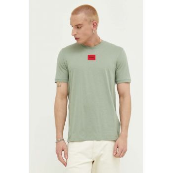 HUGO tricou din bumbac culoarea verde, cu imprimeu