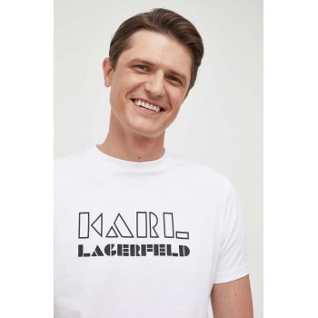 Karl Lagerfeld tricou barbati, culoarea alb, modelator